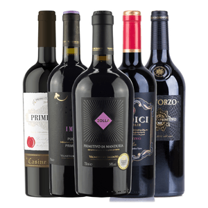 Kit de Vinhos Tintos Primitivo 5 garrafas 750ml