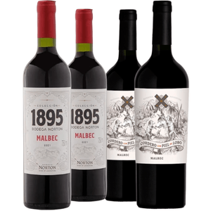 Kit de Vinhos Tintos Argentinos Cordero e Norton Malbec Com 4 Garrafas 750ml