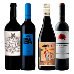 Kit 4 Vinhos Tintos Cordero, Cartuxa EA , La Belle Angèle e Flor de Maio