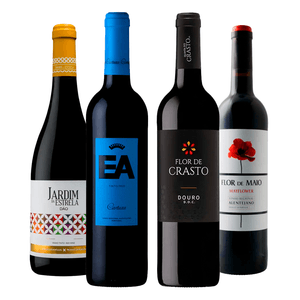 Kit 4 Vinhos Portugueses Cartuxa EA, Flor de Crasto, Flor de Maio e Jardim da Estrela
