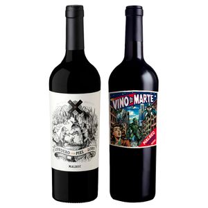 Kit 2 Vinhos Tintos Argentinos Cordero Con Piel de Lobo/ Vino de Marte Malbec